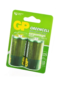 Батарейка (элемент питания) GP Greencell GP13G-2CR2 R20 BL2, 1 штука