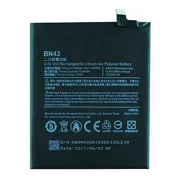Аккумулятор (батарея) BN43 для телефона Xiaomi Redmi Note 4X, 3.85В, 4000мАч
